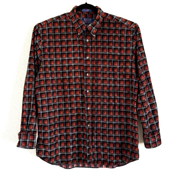 PENDLETON Men’s Window Pane Fine Corduroy Vancouver Shirt In Rusty Orange - Picture 1 of 14